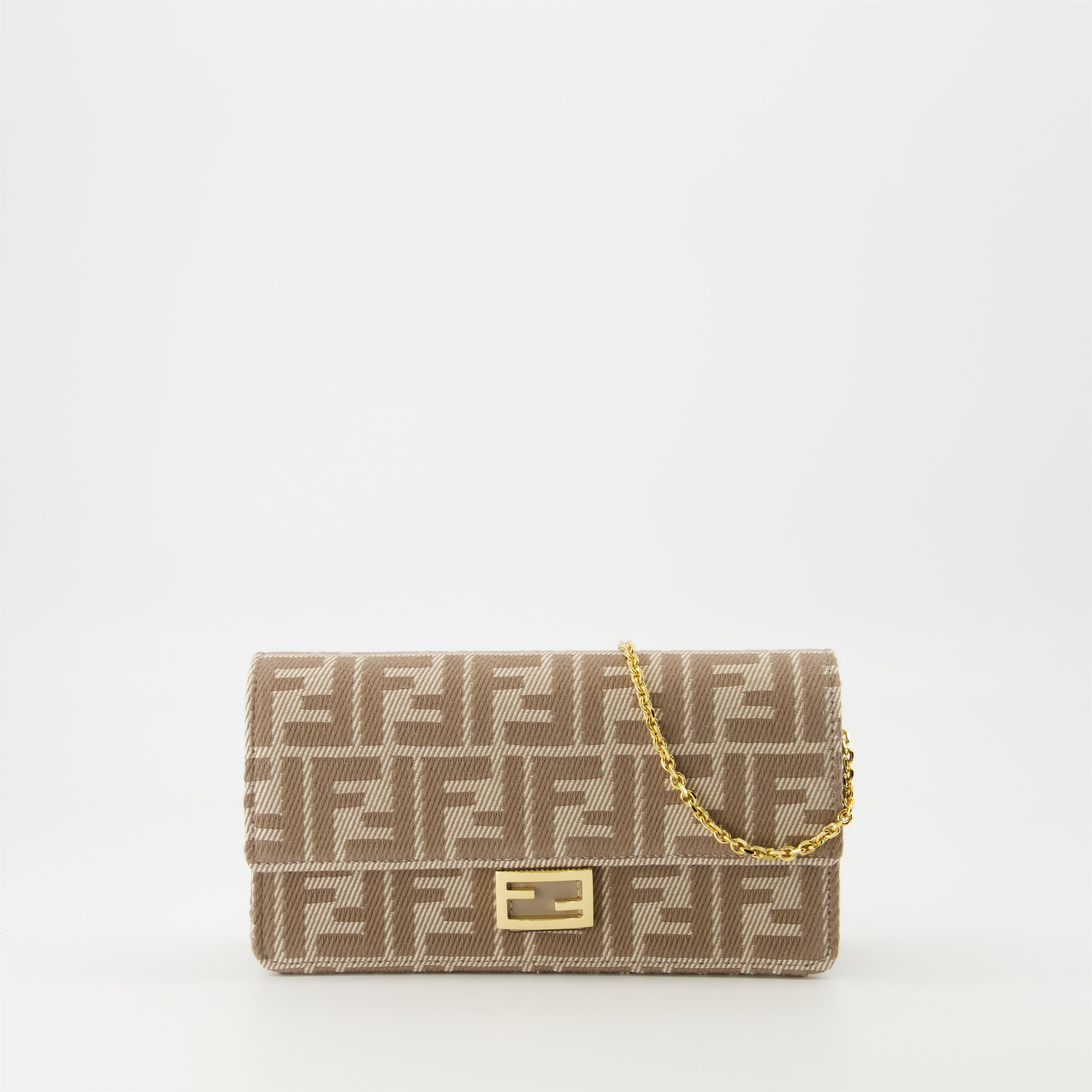 Handbags and shoulder bags Baguette Wallet with Chain Fendi Beige Femme