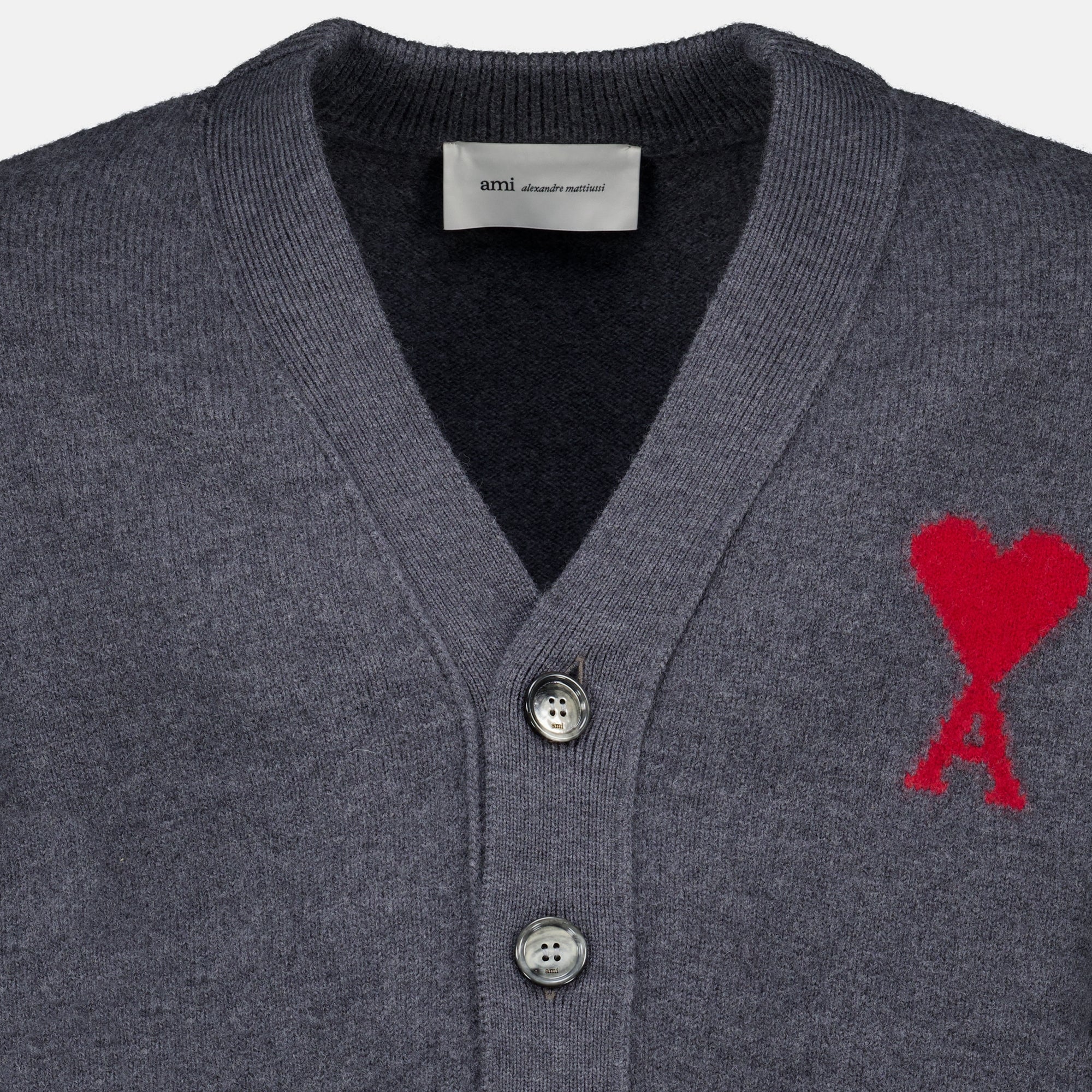 Maille Cardigan AMI de coeur en laine gris Ami PARIS Gris Unisexe
