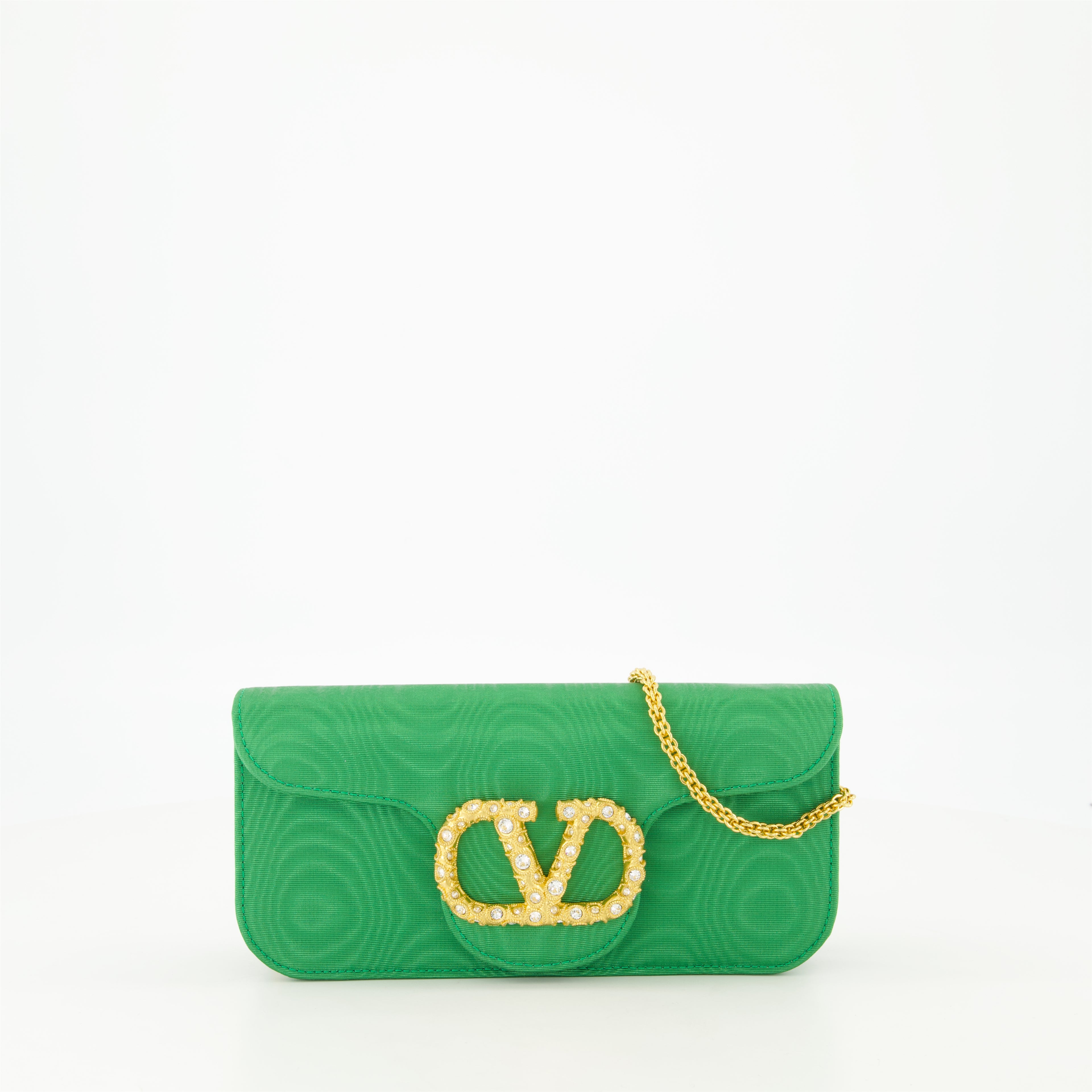Handbags and shoulder bags Small Locò Bag in Moiré Valentino Garavani Green Femme