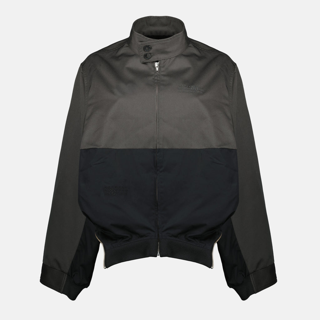 Bild des Artikels Bicolor schwarz und grau Zip-Jacke der Marke Mm6 für Frauen - Saison Frühling-Sommer 2026 - Vorderansicht