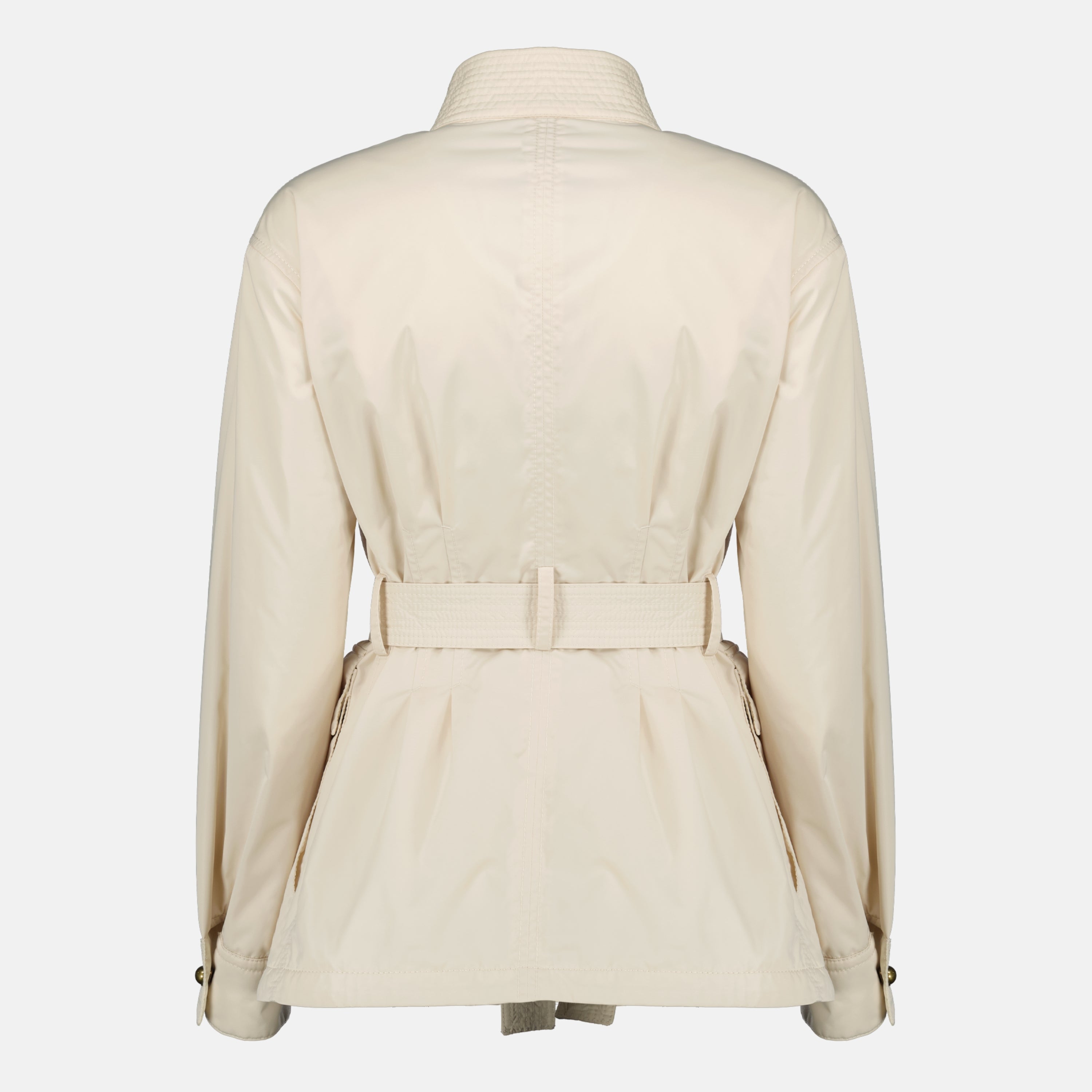Image of the Moncler Women's Maitake Beige Belted Jacket - Spring-Summer 2026 - Back View