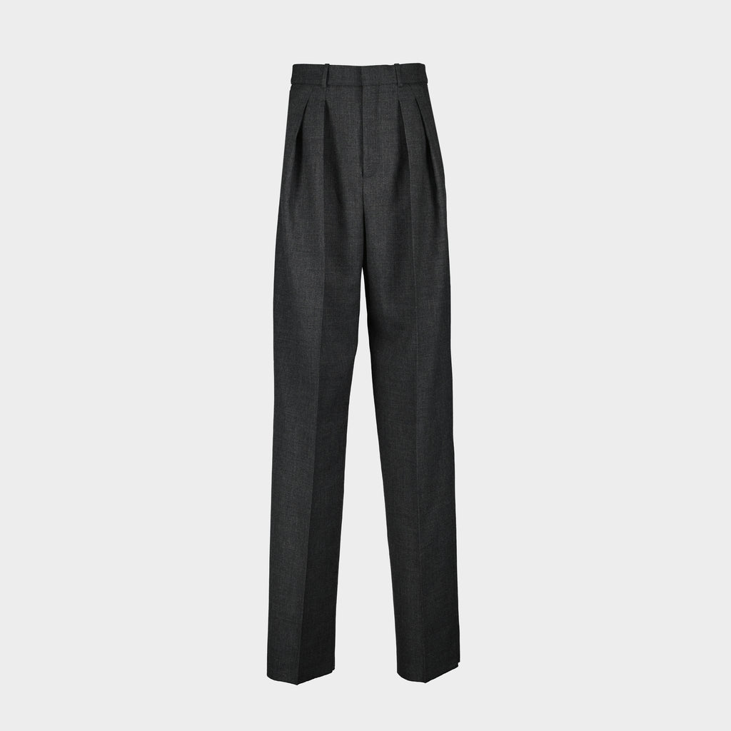 Calças Calças de Lã Saint Laurent Cinza Femme