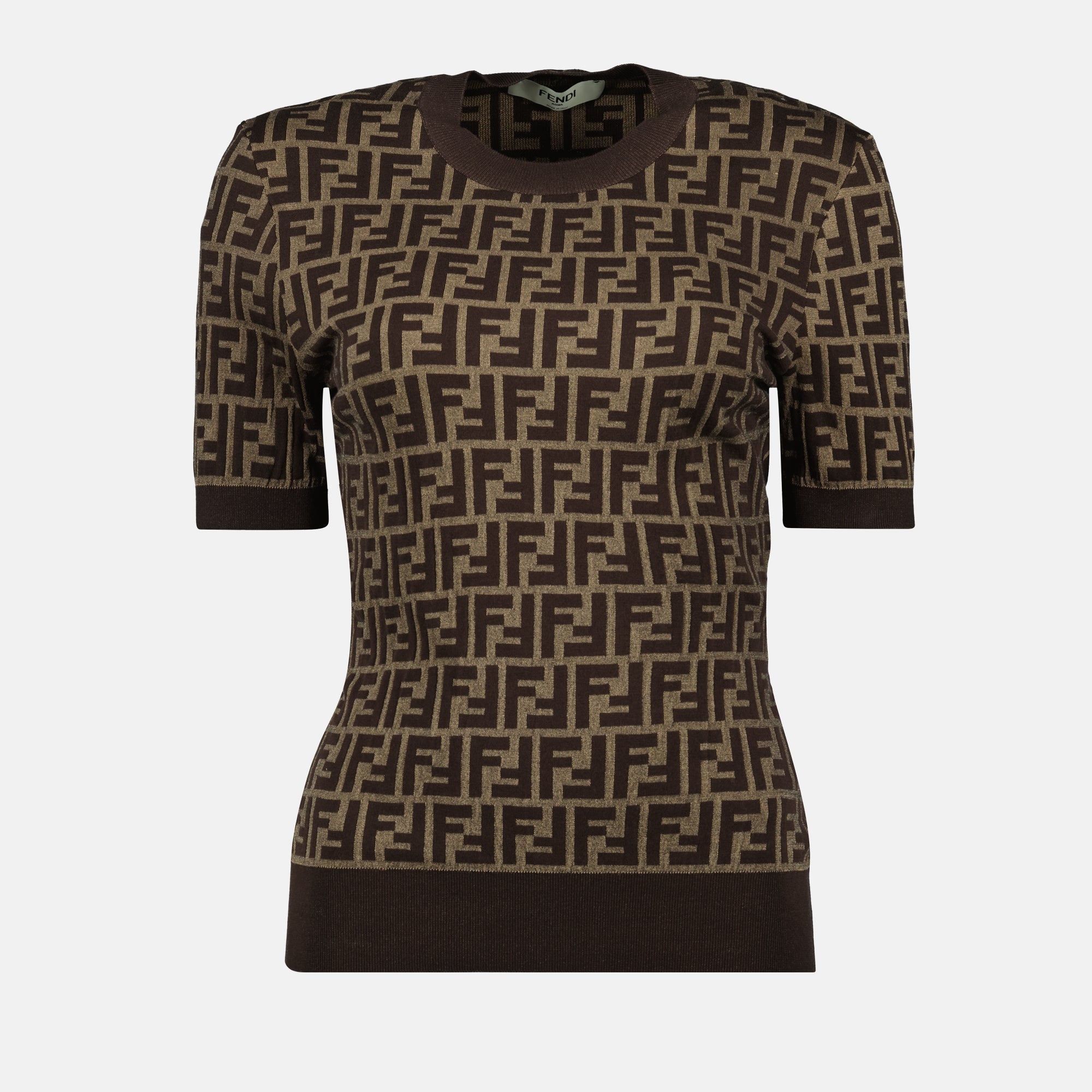 T-Shirts FF Baumwollpullover Fendi Braun Femme