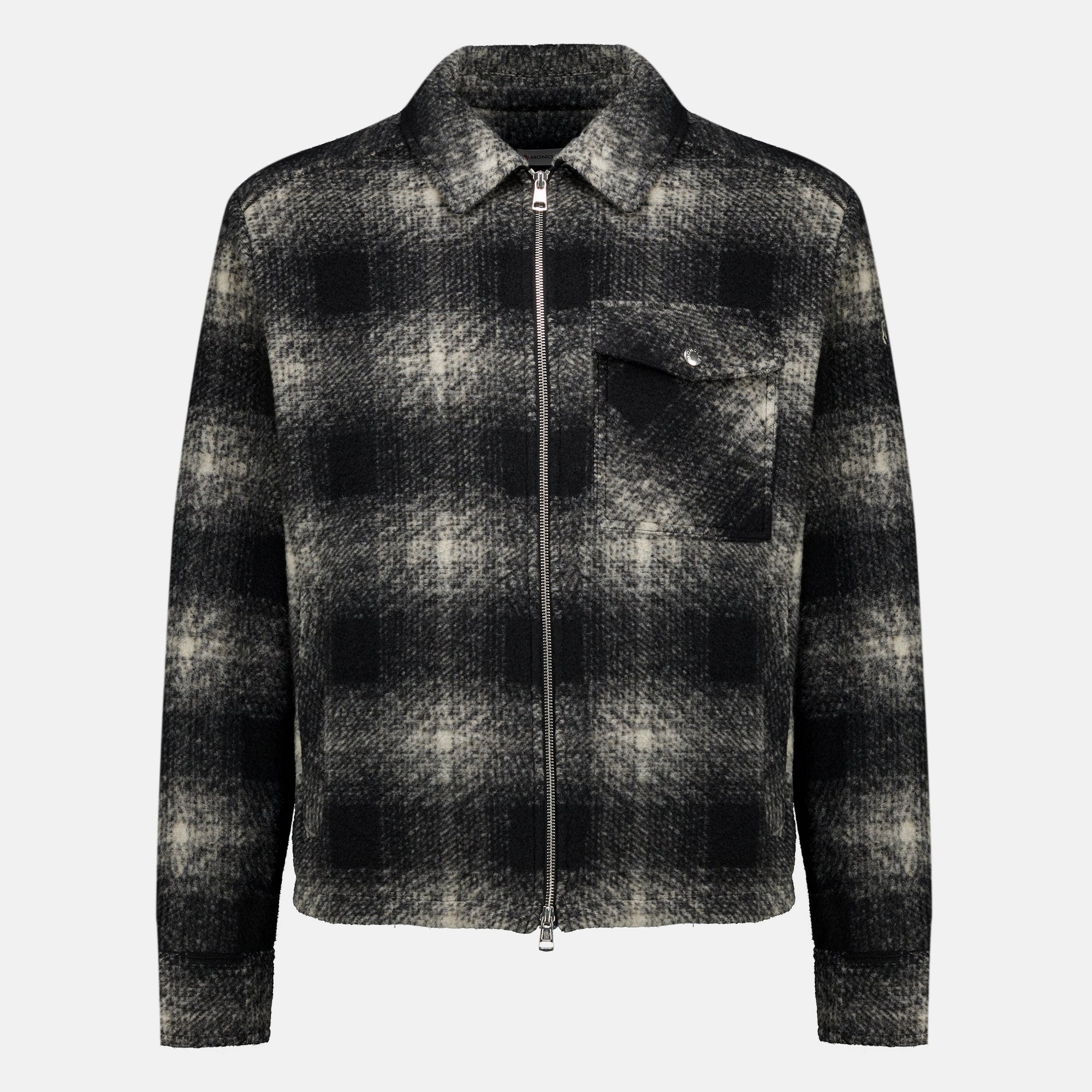 Vestes Black Checkered Zip-Up Shirt Moncler Noir Homme