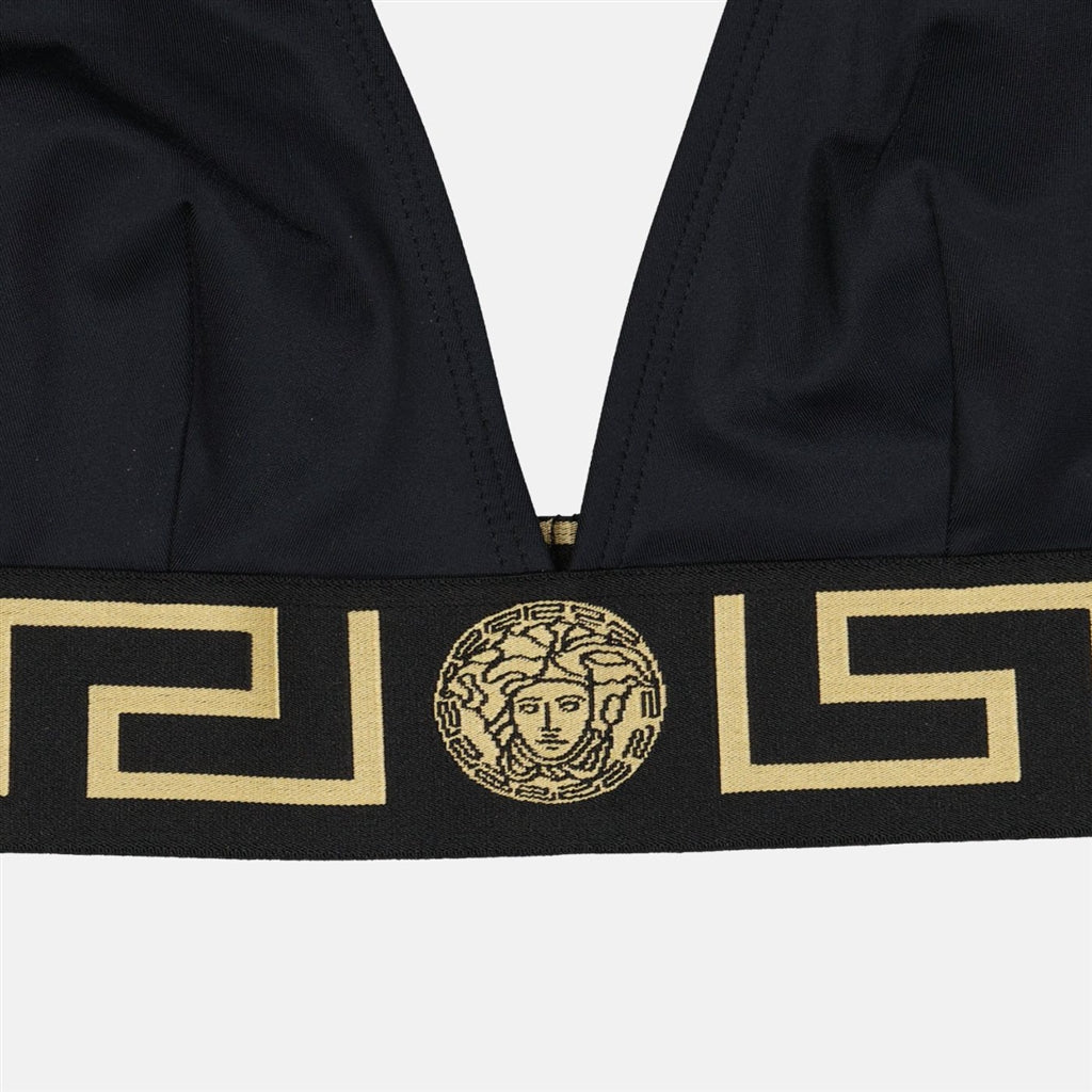 Beachwear Haut de maillot Bordure Greca Versace Noir Femme