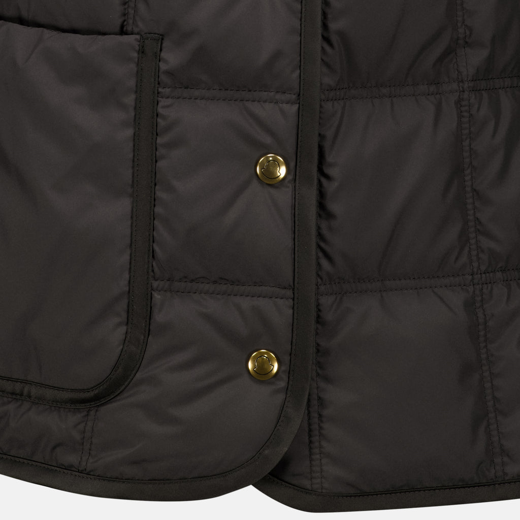 Manteaux Giacca in piuma nera con cintura Moncler Noir Femme