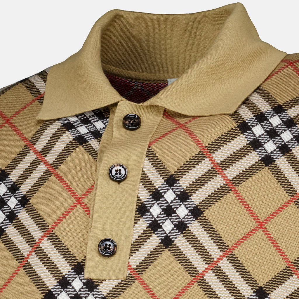 Polos Karo-Baumwollpolo Burberry Beige Homme