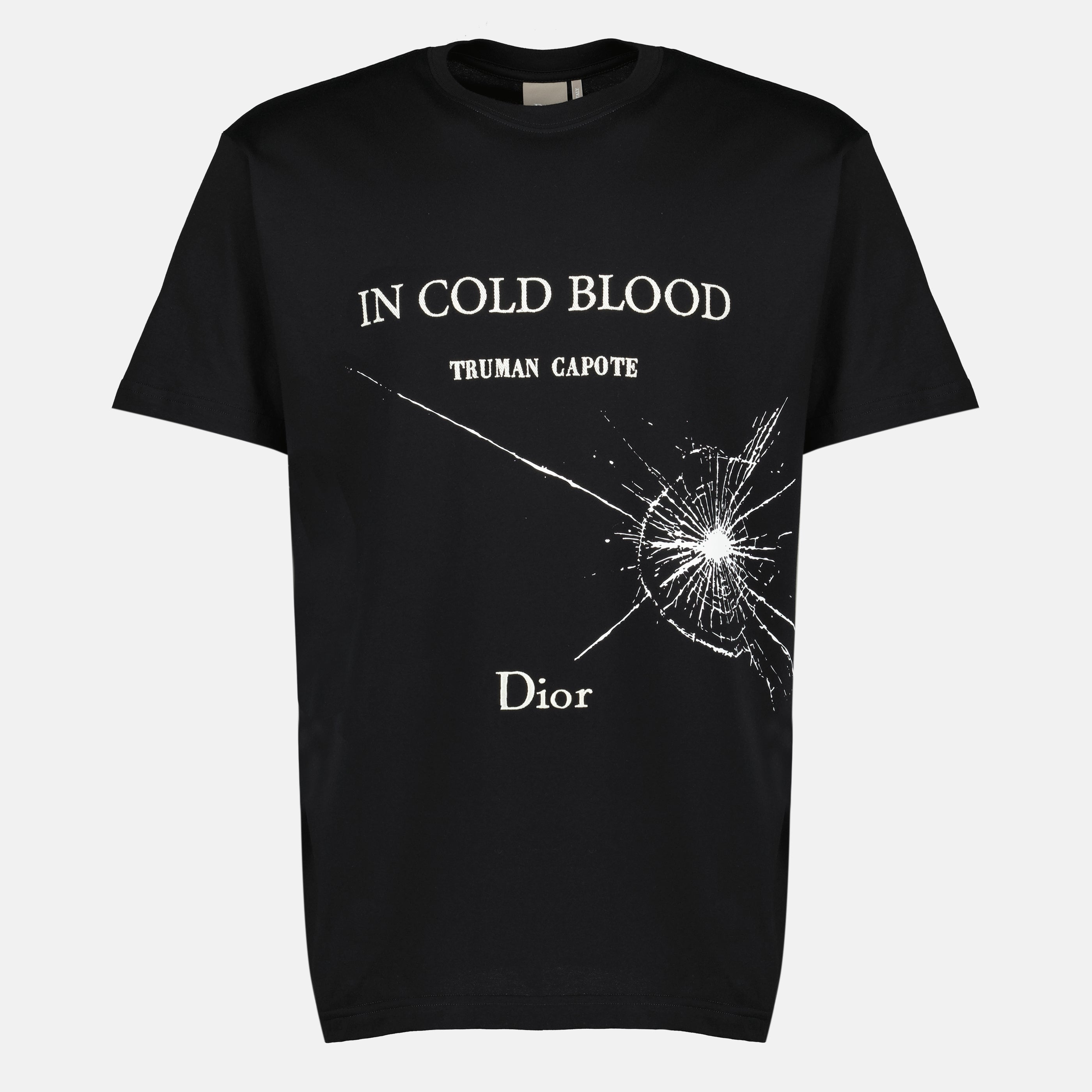 Imagen del artículo Camiseta negra con bordado de cubierta de libro en algodón de la marca Dior para hombres - Temporada Primavera-Verano 2026 - Vista Frontal