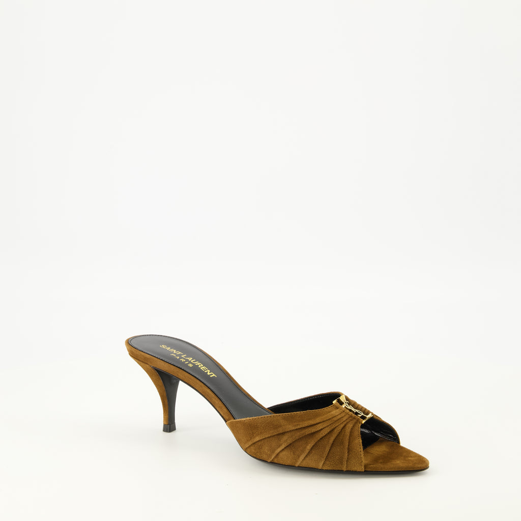 Chaussures ouvertes Mules Babylone marron en suède Saint Laurent Marron Femme
