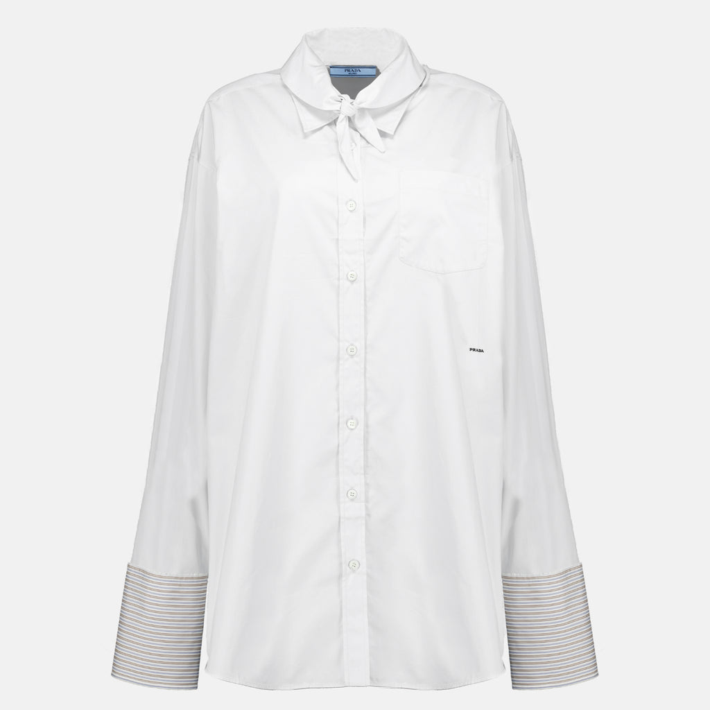 Chemises Weißes Popeline-Hemd Prada Blanc Femme