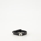 Bijoux Bracelet VLogo en cuir Valentino Garavani Noir Homme