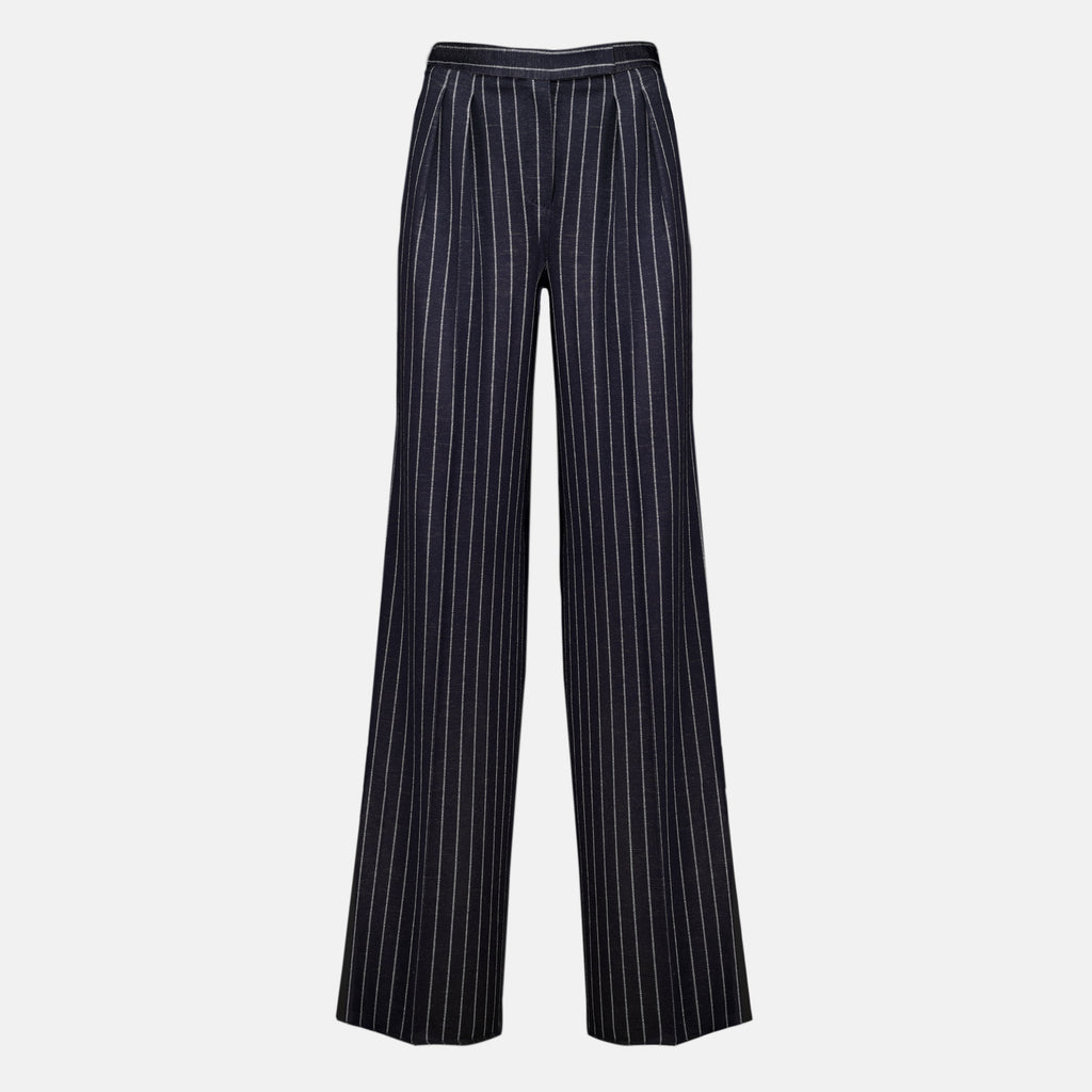 Pantalons Marineblaue gestreifte Wollhose Max Mara Bleu foncé Femme