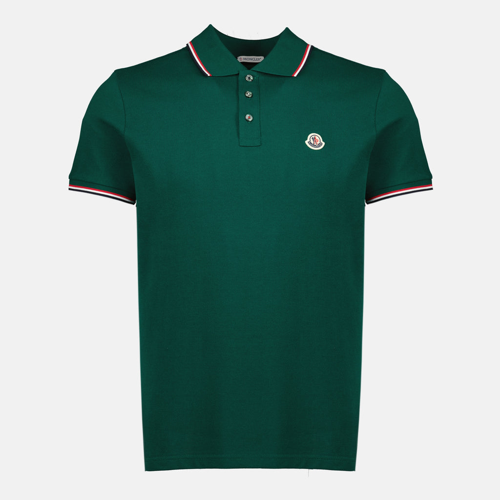 Imagen del polo de piqué de algodón verde para hombre de la marca Moncler - Temporada Primavera-Verano 2026 - Vista Frontal