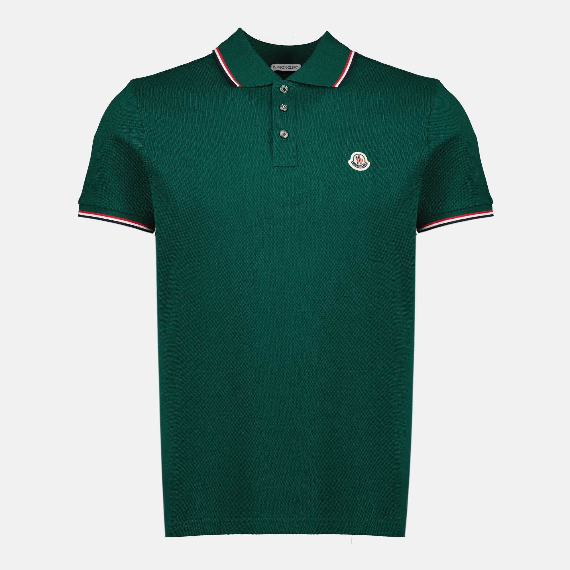 Imagen del polo de piqué de algodón verde para hombre de la marca Moncler - Temporada Primavera-Verano 2026 - Vista Frontal