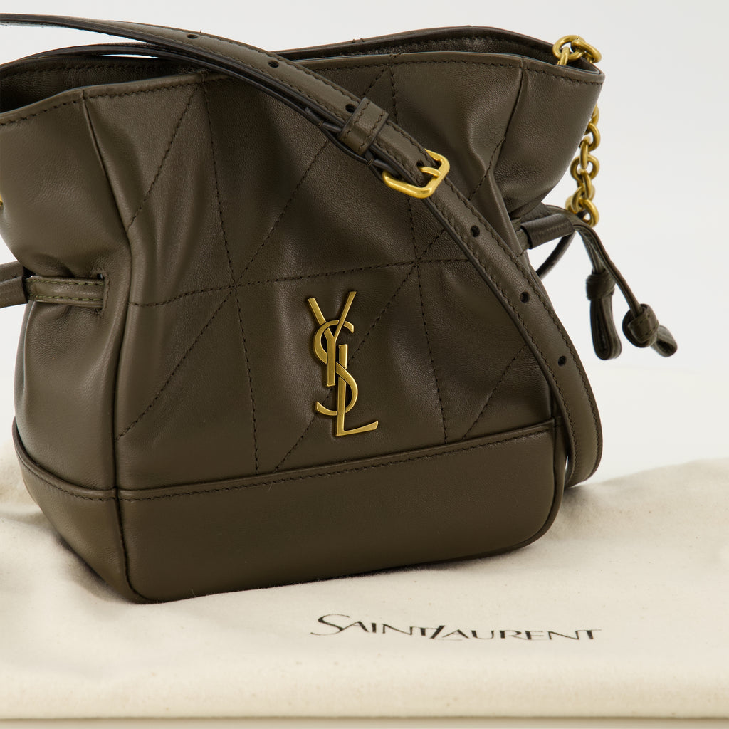 Sacs seau Sac Jamie mini kaki en cuir d'agneau Saint Laurent Marron Femme
