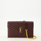 Sacs bandoulière Carteira Envelope Cassandre com Cadeia em Couro Bordeaux Saint Laurent Bordeaux Femme