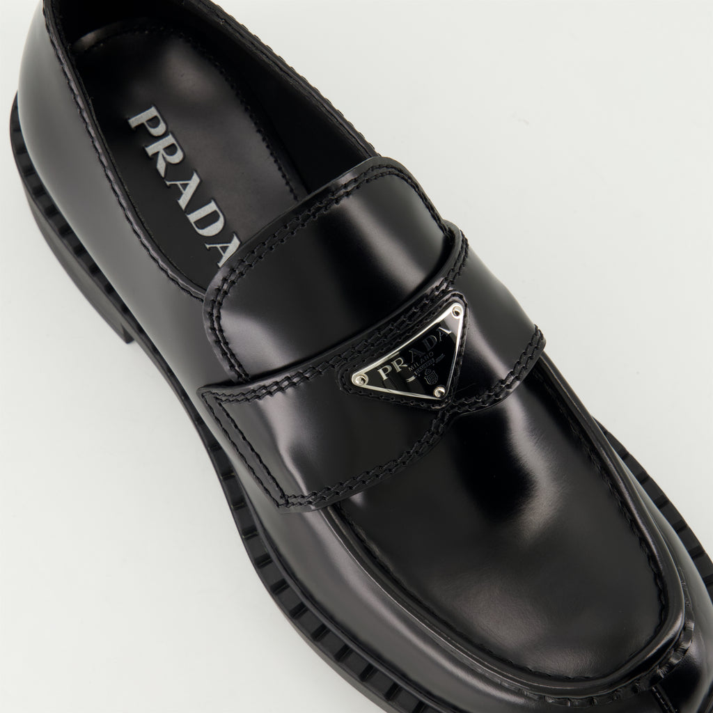 Mocassins Mocassins Chocolate en cuir Prada Noir Homme