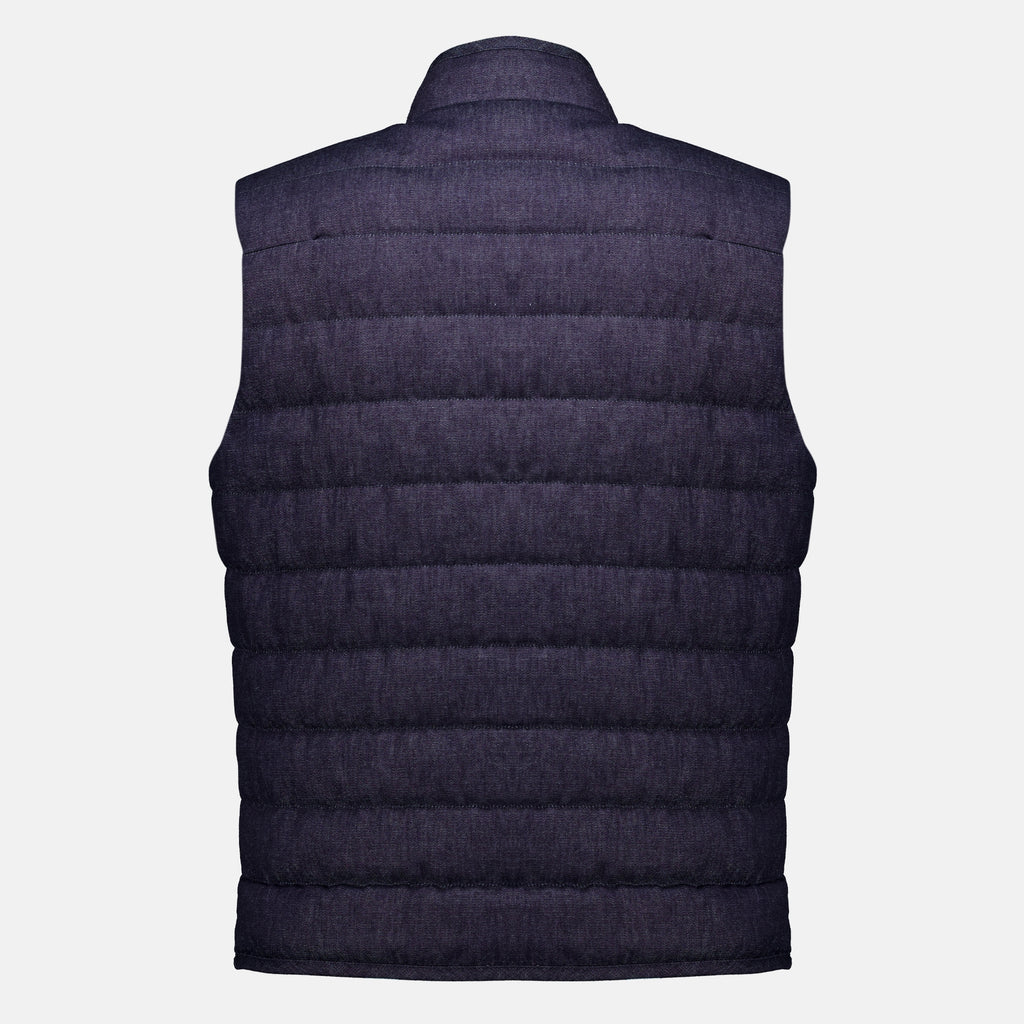 Vestes Liorane Denim Ärmellose Puffer-Weste Moncler Bleu foncé Homme