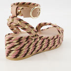Zeppe Sandali Wedge in Raffia Valentino Garavani Rosa Femme