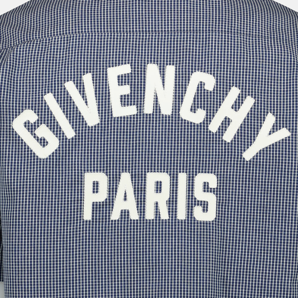 Imagem da camisa xadrez em algodão azul-marinho da marca Givenchy para Homem - Temporada Primavera-Verão 2026 - Vista Detalhada_2