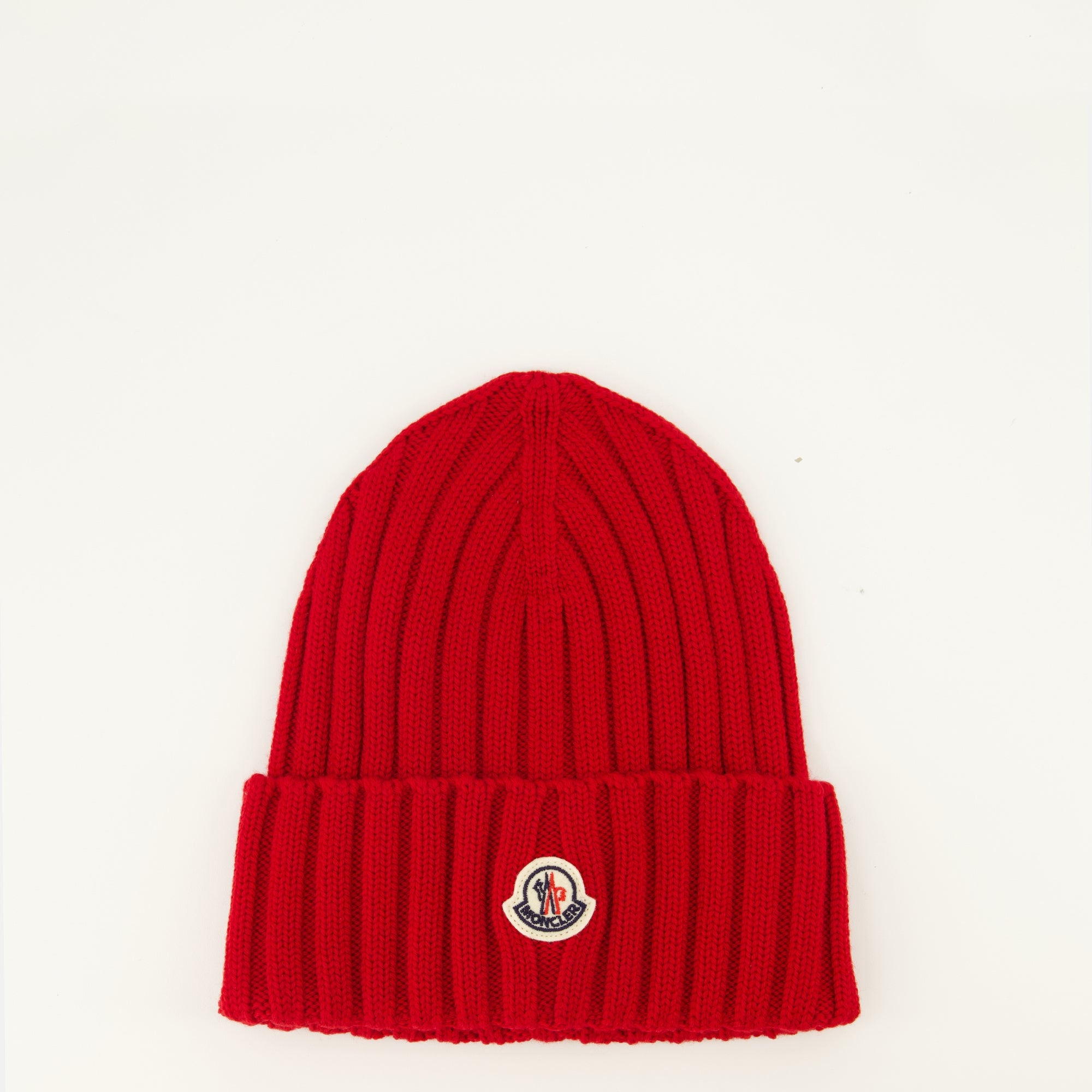 Chapeaux, casquettes et bonnets Bonnet à logo en laine rouge Moncler Rouge Femme