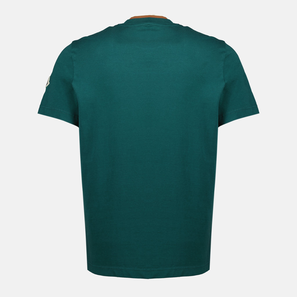 Image de l'article T-shirt logo brodé vert de la marque Moncler pour Homme - Saison Printemps-Été 2026 - Vue de Dos