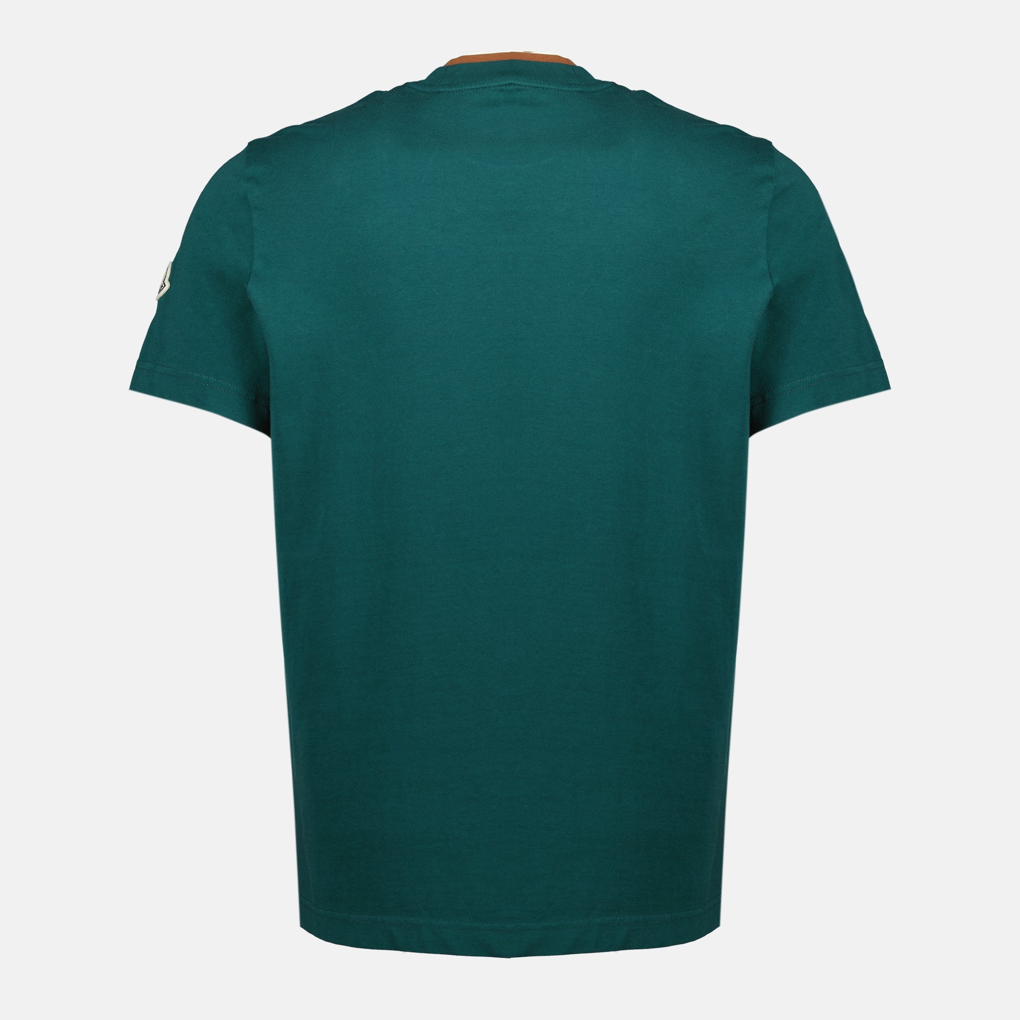 Immagine della T-shirt verde con logo ricamato del marchio Moncler per uomo - Stagione Primavera-Estate 2026 - Vista Retro