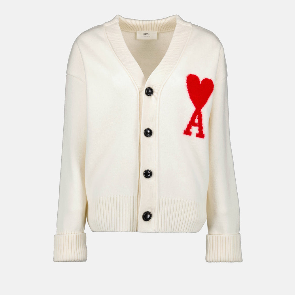 Maille Cardigan Ami de Coeur oversize Ami PARIS Blanc Unisexe