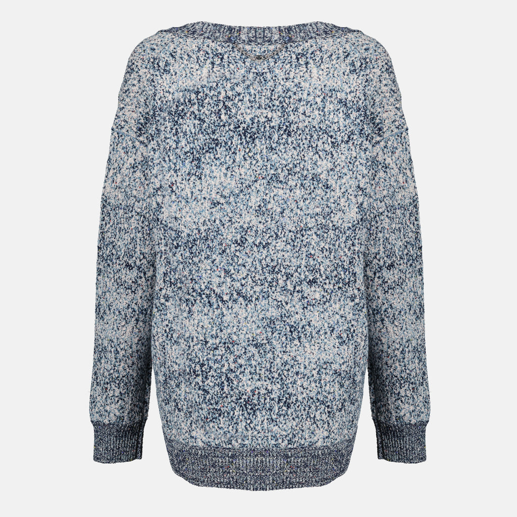 Image de l'article Cardigan bleu effet tweed en coton de la marque Rabanne pour Femme - Saison Printemps-Été 2026 - Vue de Dos