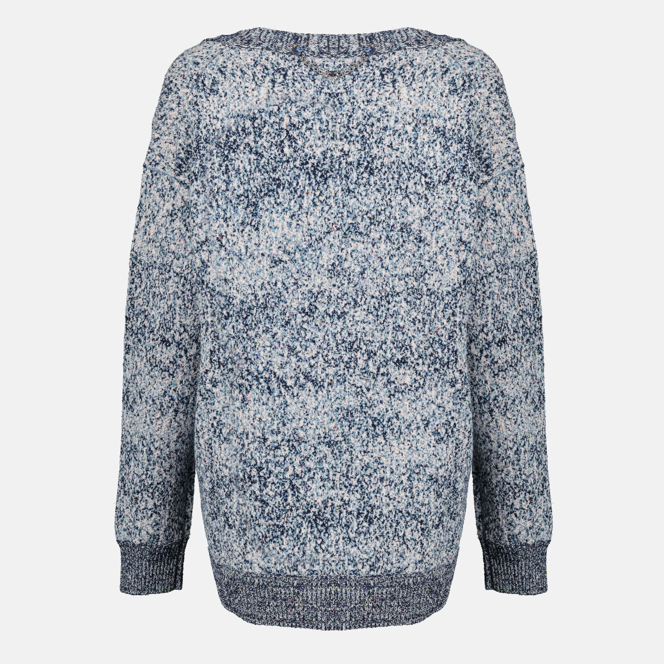 Image de l'article Cardigan bleu effet tweed en coton de la marque Rabanne pour Femme - Saison Printemps-Été 2026 - Vue de Dos