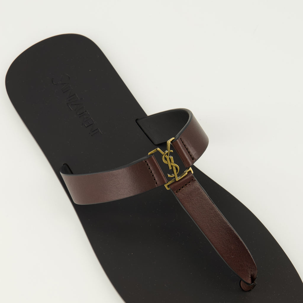 Image de l'article Tongs Babylone marron de la marque Saint Laurent pour Homme - Saison Printemps-Été 2026 - Vue détaillée de haut