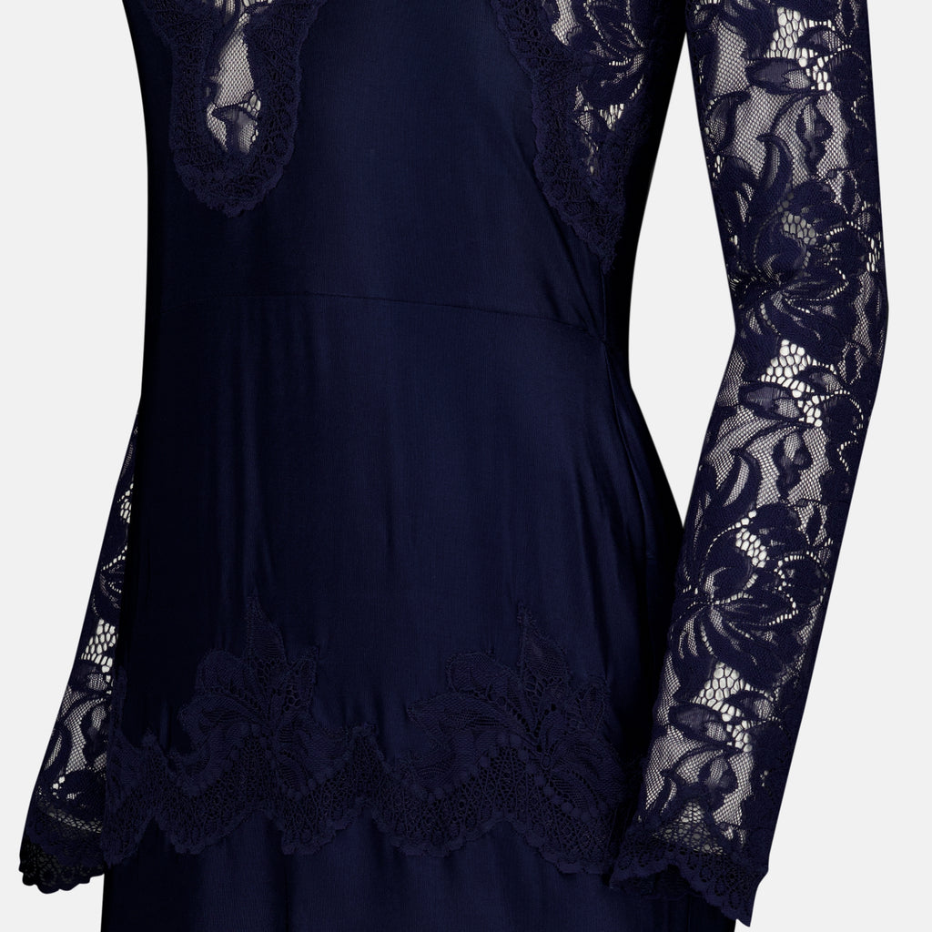 Robes Vestido Longo em Renda Azul Marinho Rabanne Bleu foncé Femme