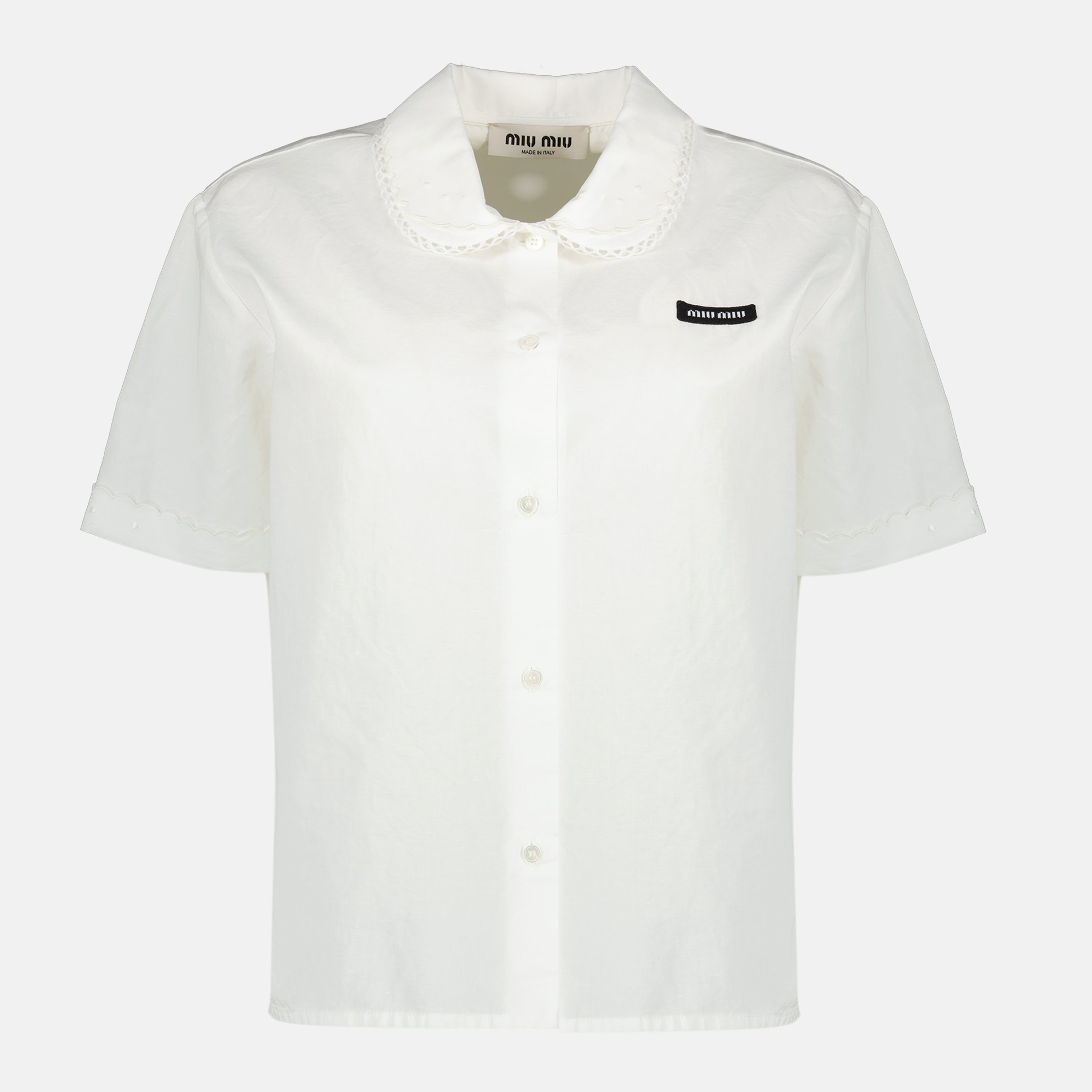 Image de l'article Chemise blanche en popeline de la marque Miu Miu pour Femme - Saison Printemps-Été 2026 - Vue de Face