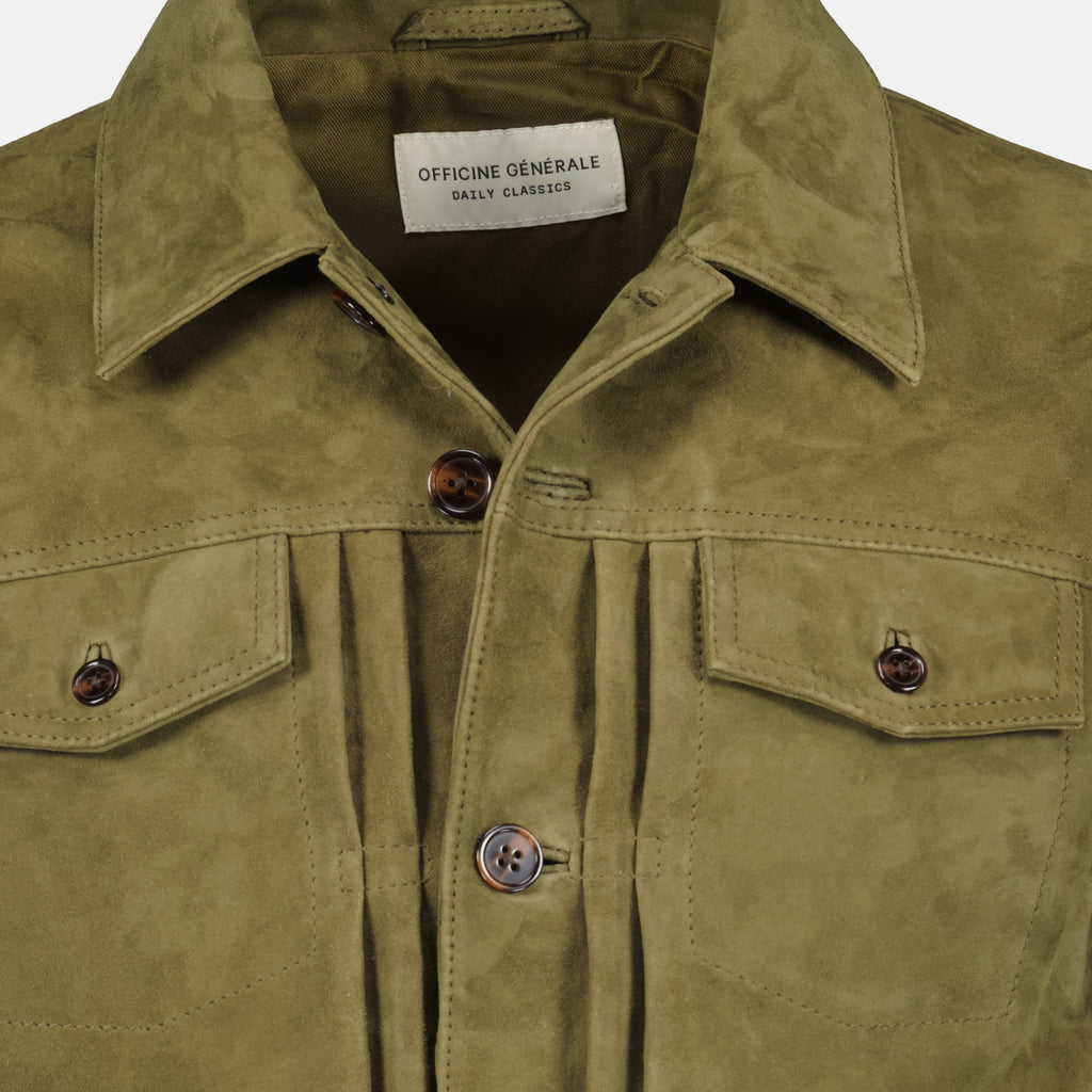 Vestes Blouson Liam kaki en daim Officine Générale Kaki Homme