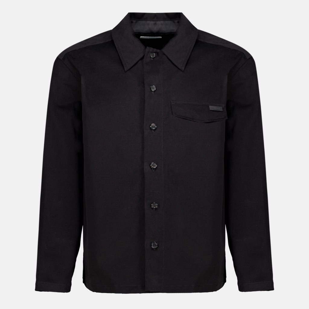 Chemises Camicia Overshirt Nera in Cotone Saint Laurent Noir Homme