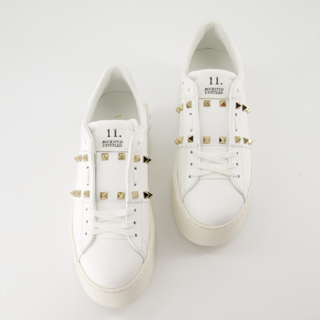 Sneaker Baskets Rockstud Untitled Flatform Valentino Garavani Weiß Femme