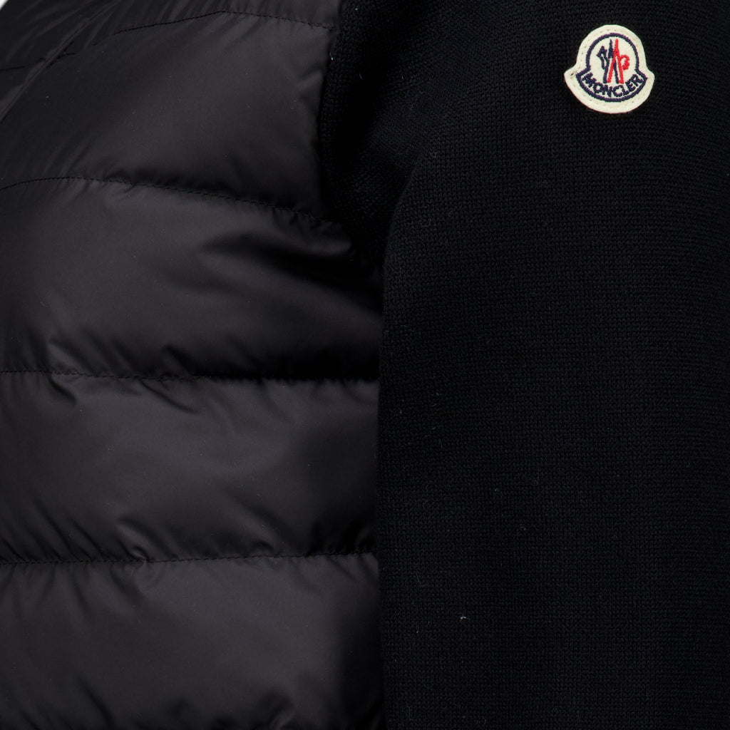 Maille Quilted zip cardigan in black wool Moncler Noir Femme