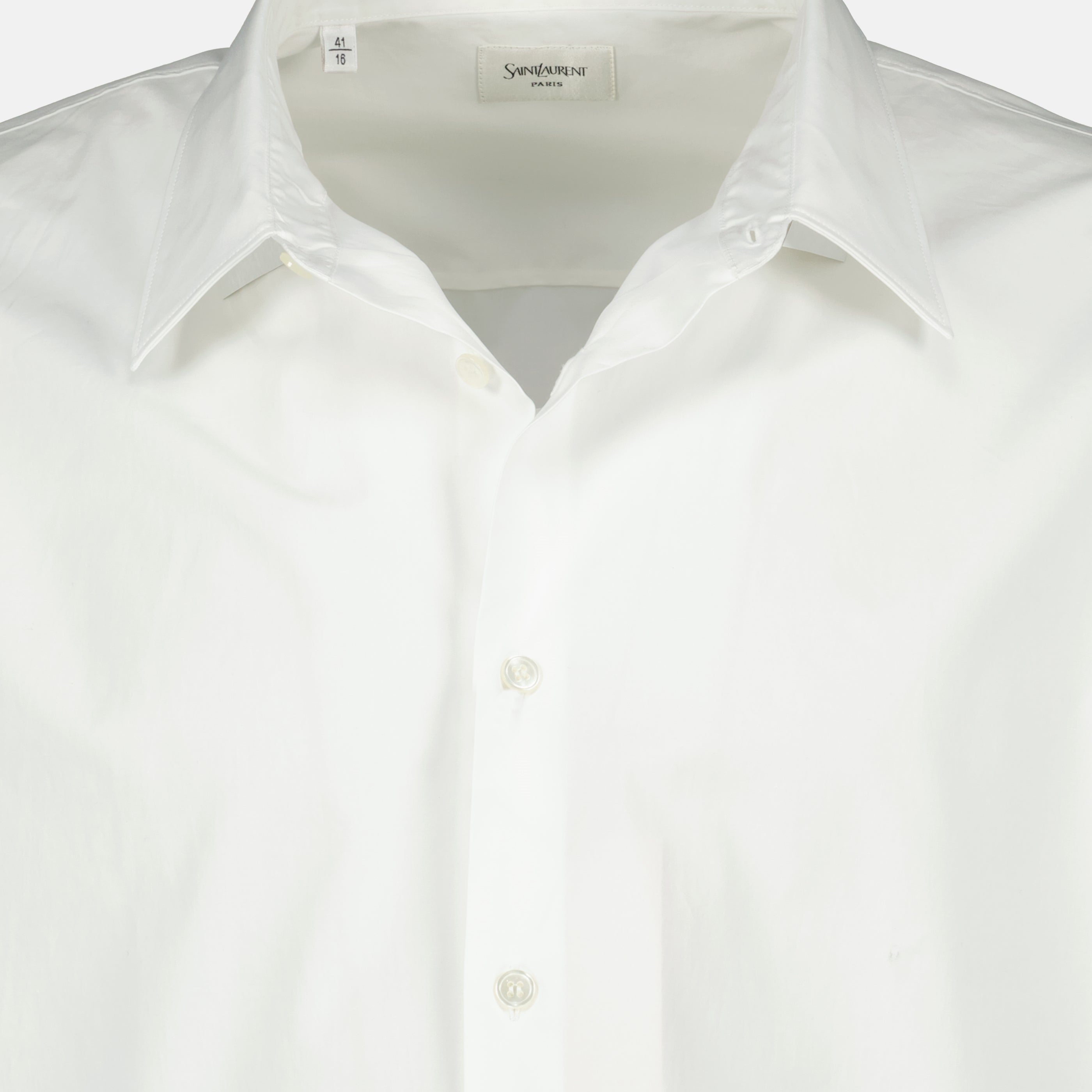 Image de l'article Chemise cassandre en coton blanc de la marque Saint Laurent pour Homme - Saison Printemps-Été 2026 - Vue détaillée_2