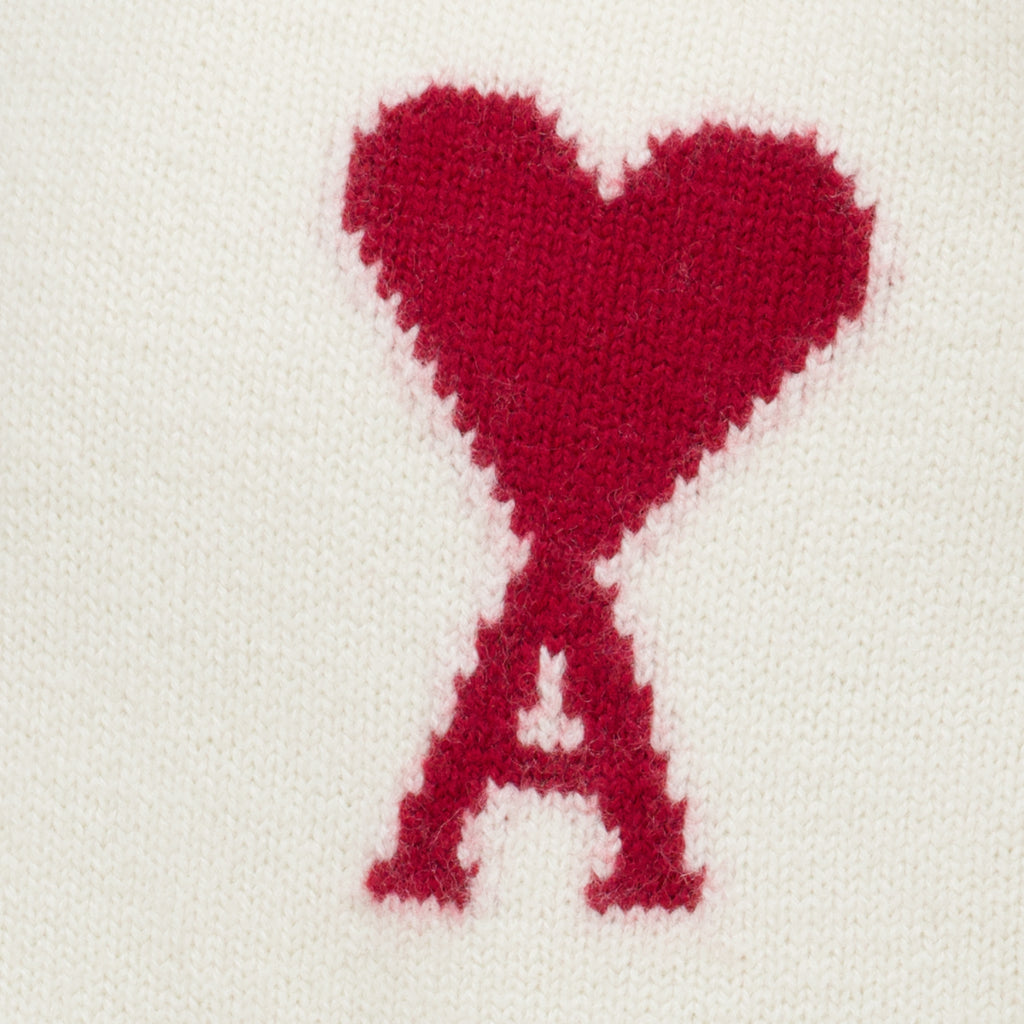 Maille Maglione Collo Alto Bianco AMI Heart Ami PARIS Blanc Unisexe