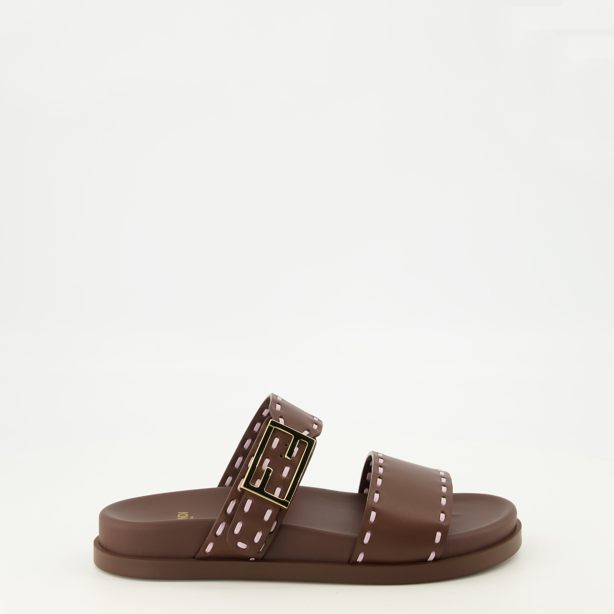 Chaussures ouvertes Sandálias de Couro Castanhas Fendi Feel Fendi Marron Femme