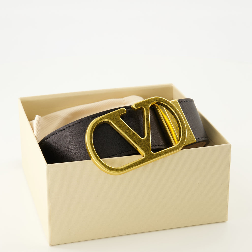 Image de l'article Ceinture Vlogo réversible beige et noir 40 mm de la marque Valentino Garavani pour Femme - Saison Printemps-Été 2026 - Vue détaillée_4