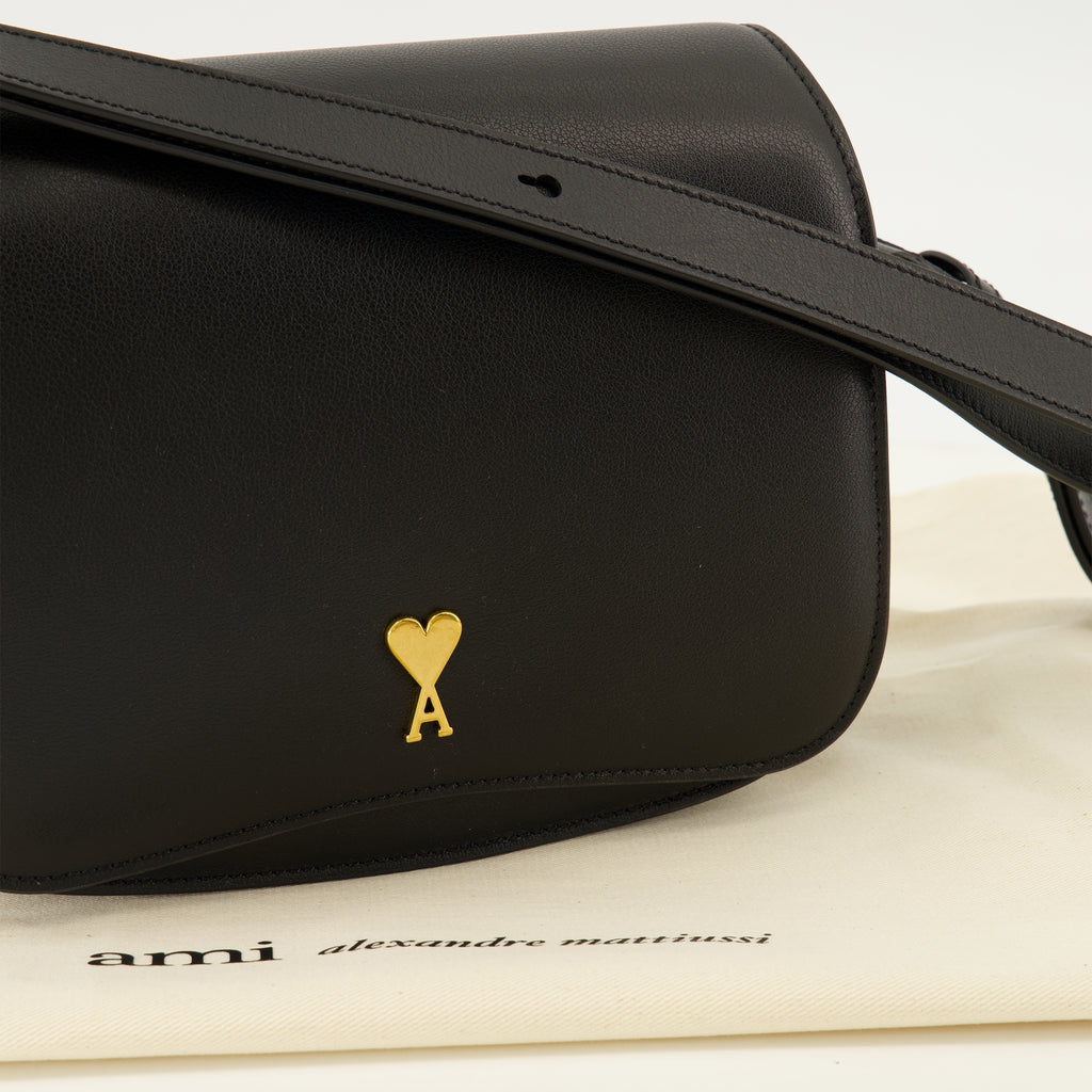 Sacs bandoulière Borsa Paris Paris in Pelle Nera Ami PARIS Noir Unisexe