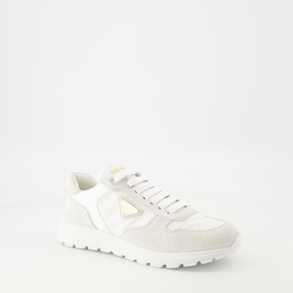 Baskets Baskets en nylon et cuir Prada Blanc Femme