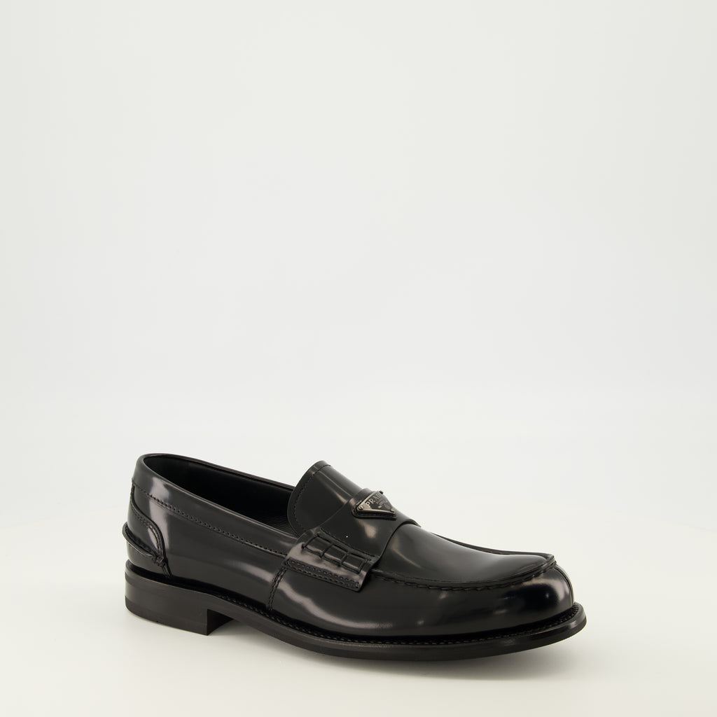 Mocassins Mocassins noir en cuir brossé Prada Noir Homme
