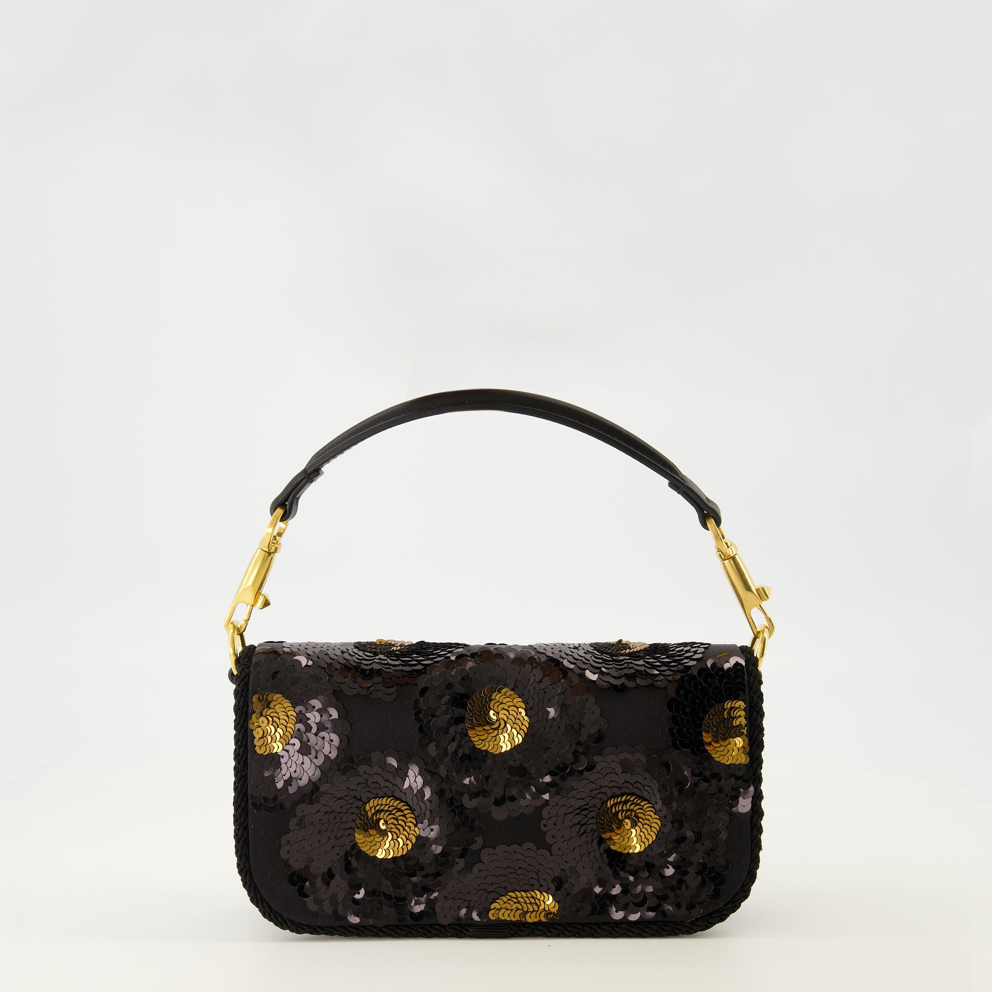Image of the Valentino Garavani Women's Small Locò Black Sequin Bag - Autumn-Winter 2025 - Back View