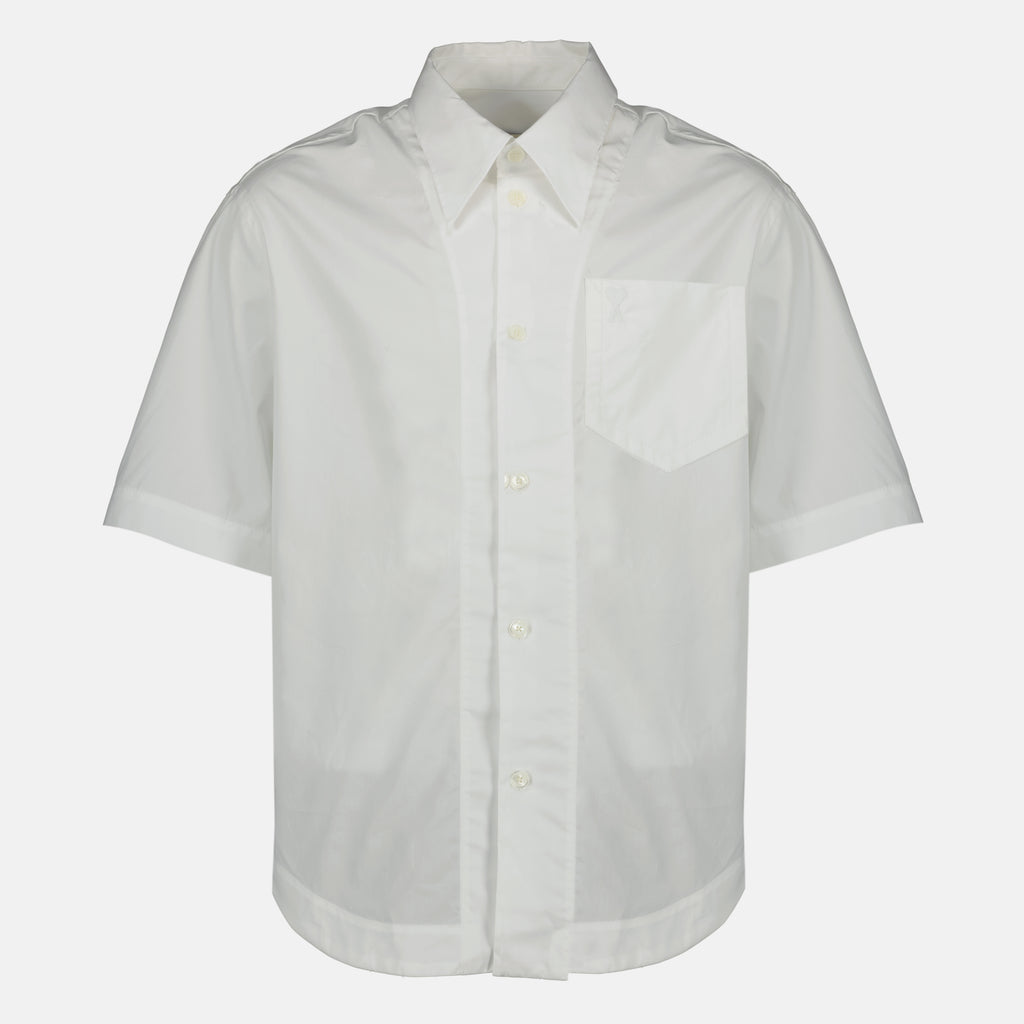 Imagem da camisa branca de algodão com coração AMI da marca Ami PARIS para Unisex - Temporada Primavera-Verão 2026 - Vista Frontal