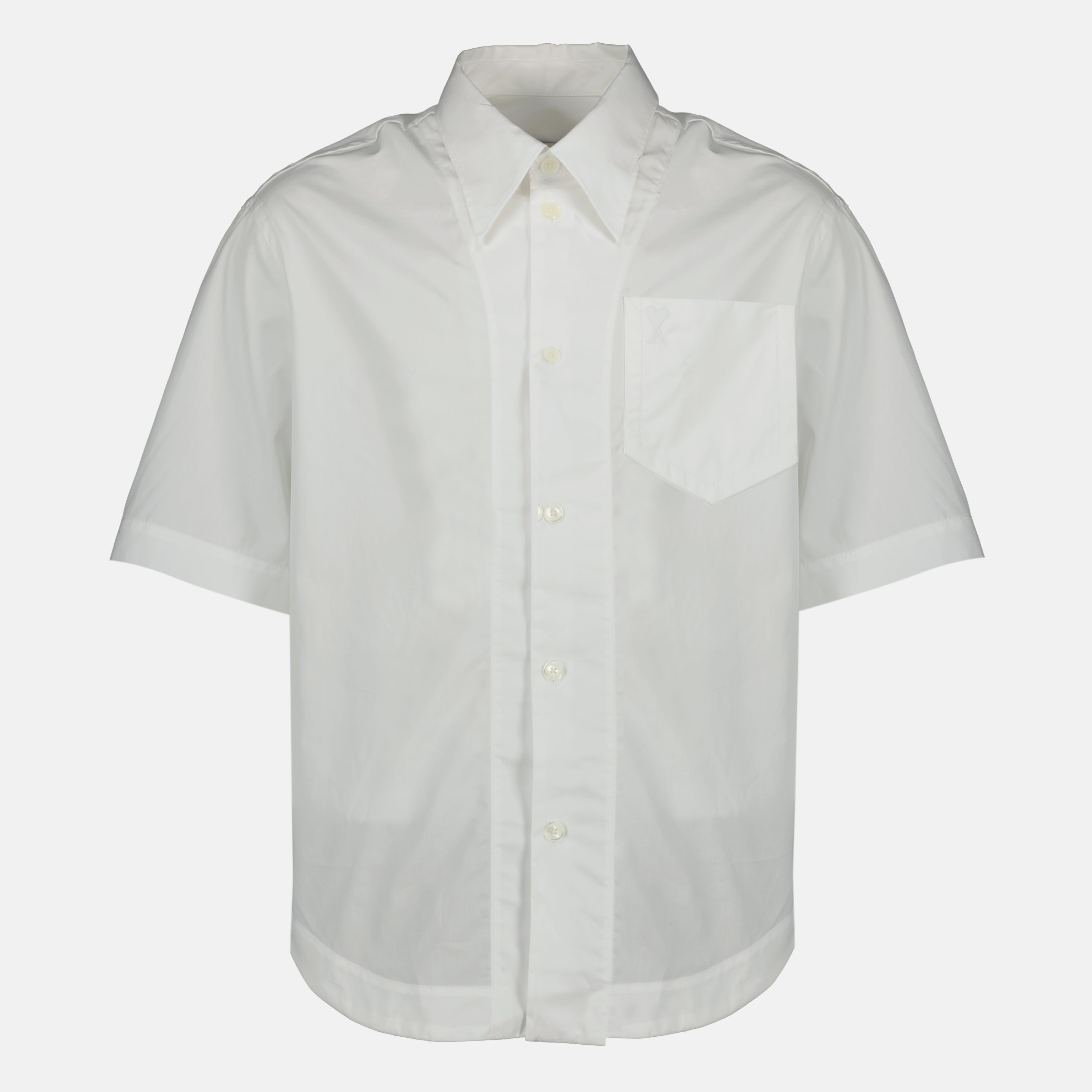 Image de l'article Chemise AMI de coeur blanche en coton de la marque Ami PARIS pour Unisex - Saison Printemps-Été 2026 - Vue de Face