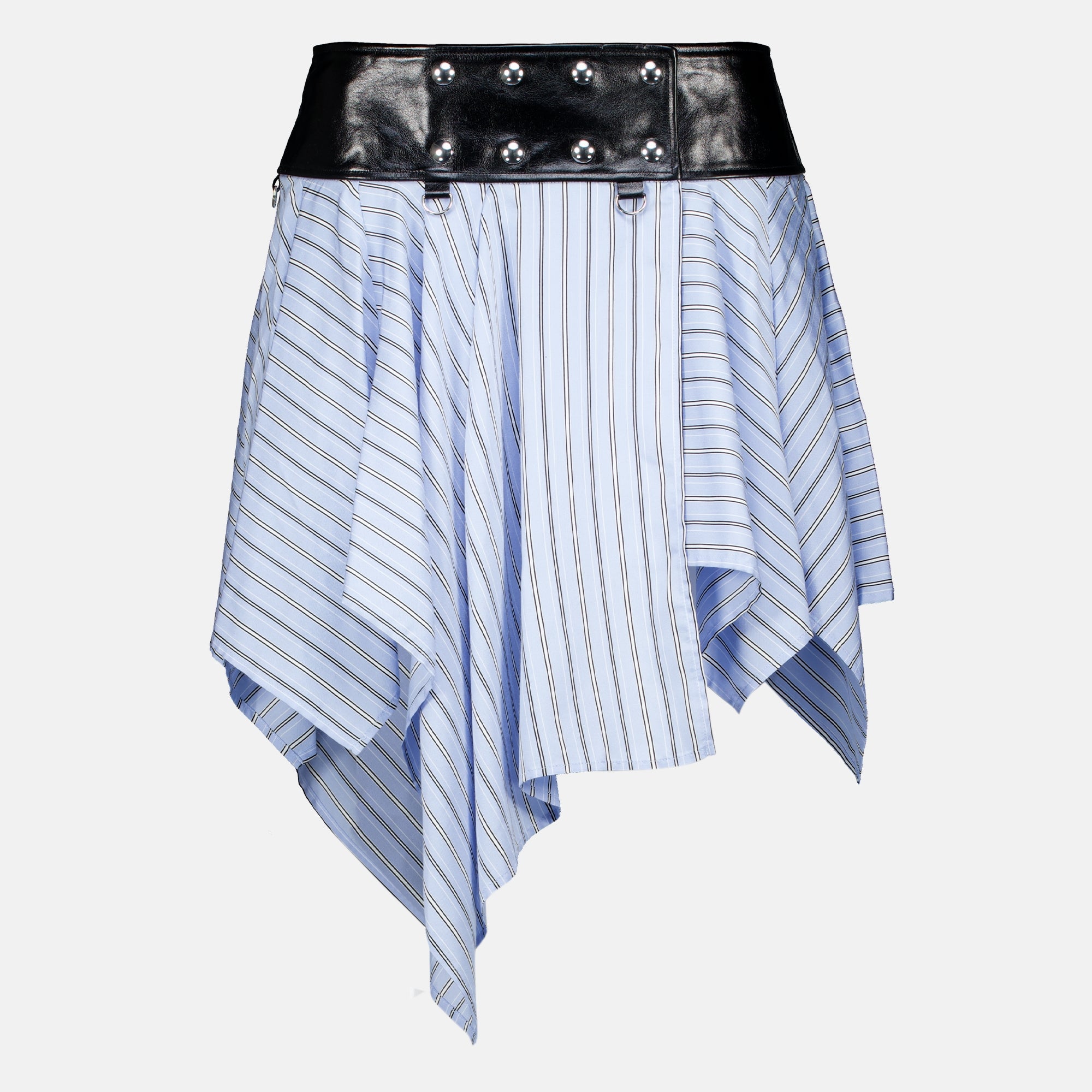 Jupes Asymmetrischer blauer gestreifter Rock Iro Bleu Femme