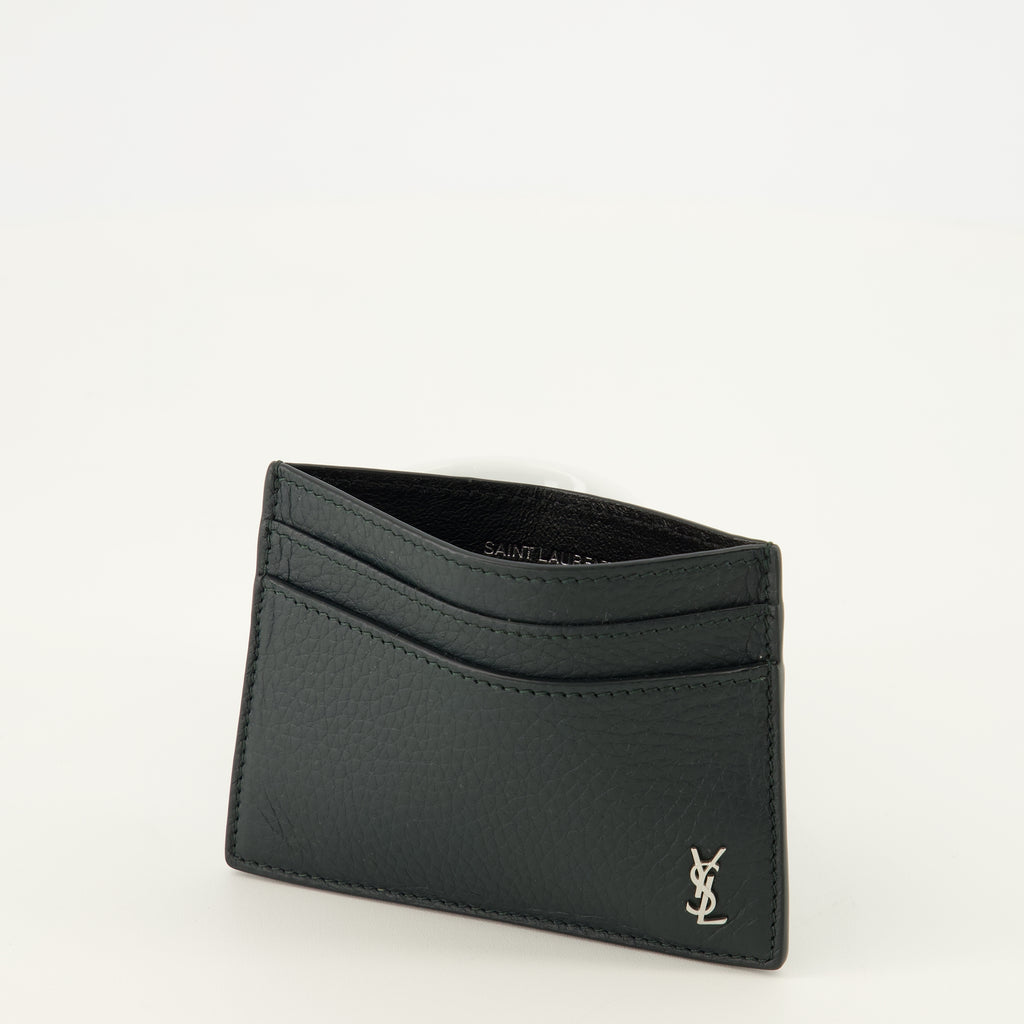 Petite maroquinerie Porte-cartes Tiny cassandre vert foncé Saint Laurent Noir Homme