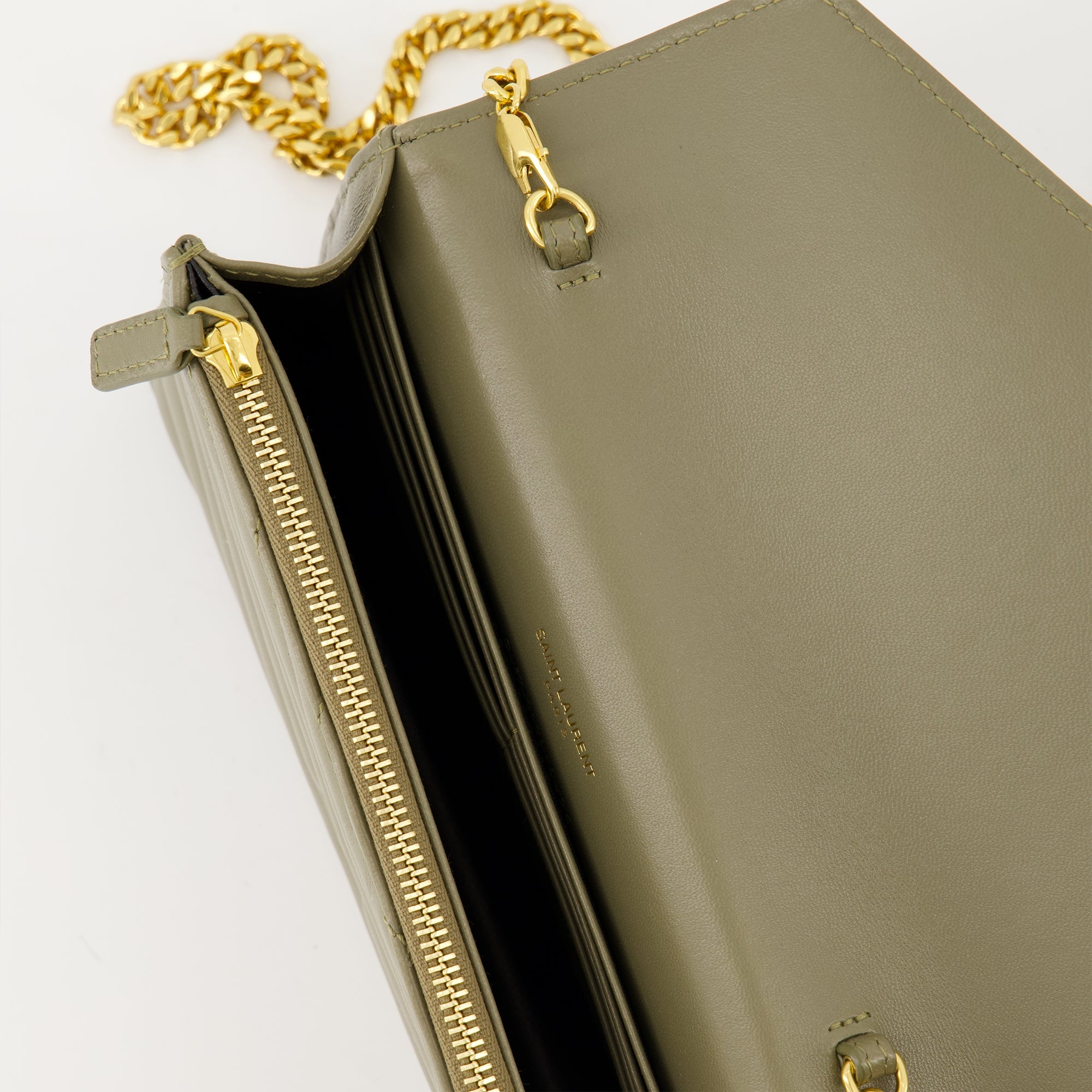 ショルダーバッグ チェーンエンベロープ財布 Saint Laurent カーキ 女性